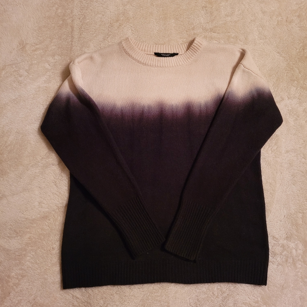 Vera Wang Tie Dye Ombre Black And White Women's Oversized Sweater, Size Medium